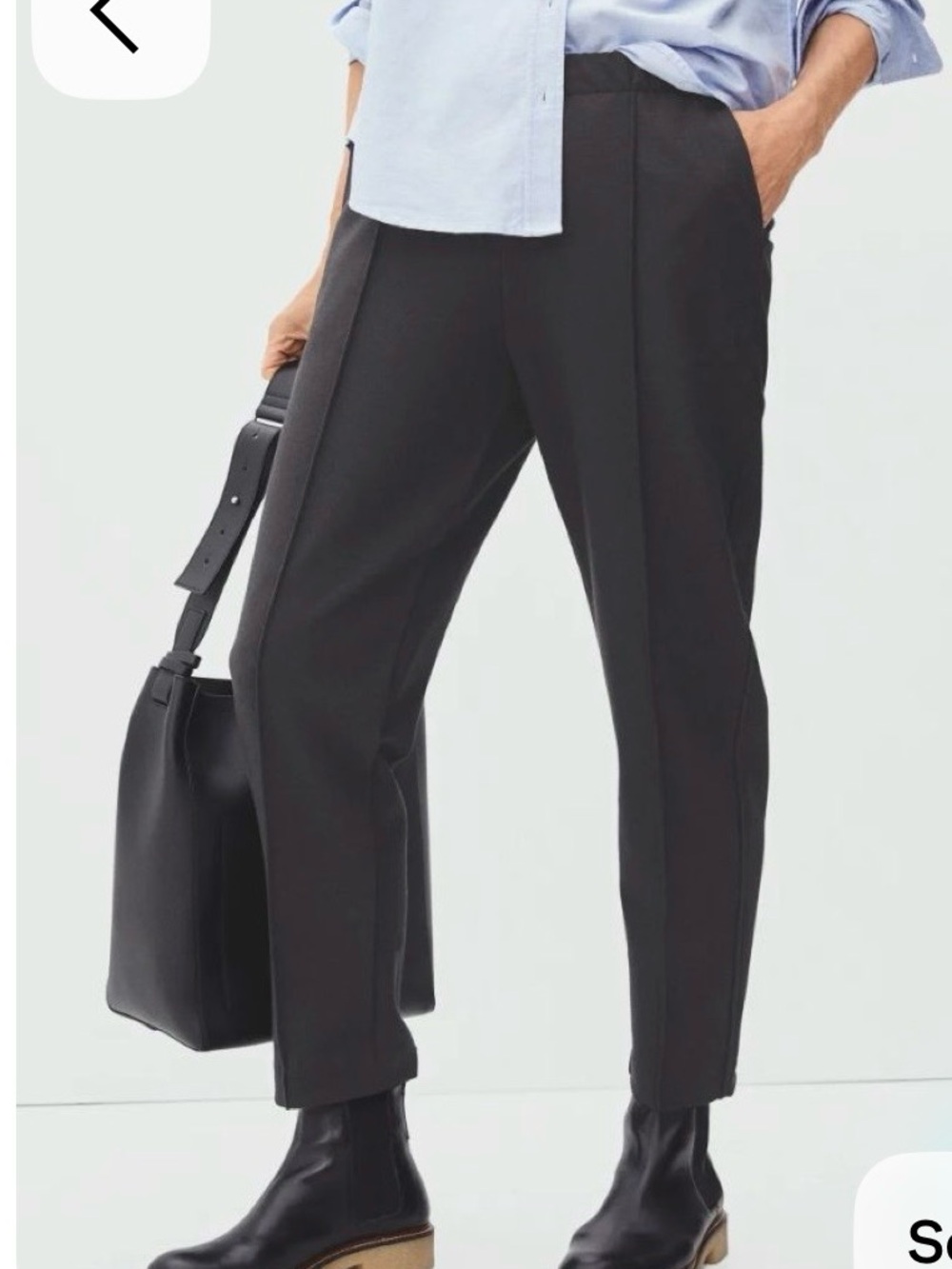 Everlane Black Straight-Leg Tailored Pull-On Pants “The Dream Pant”